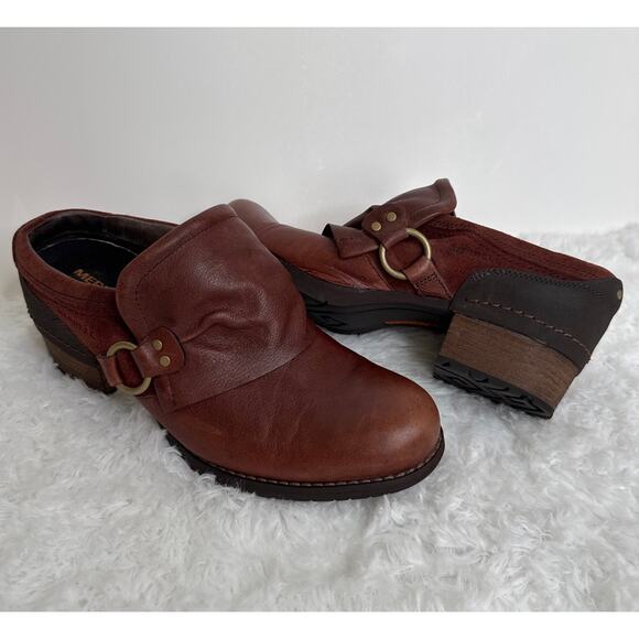 Merrell Shiloh Leather Harness Mule Slip-On Clogs western cowgirl brown 10 - Picture 14 of 14